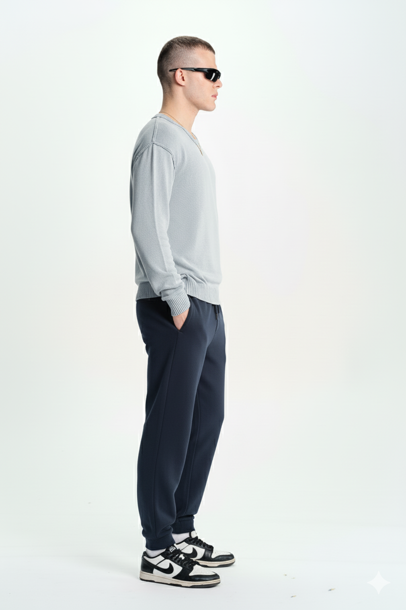 Men’s Classic Navy Jogger Pants with Drawstring Waist