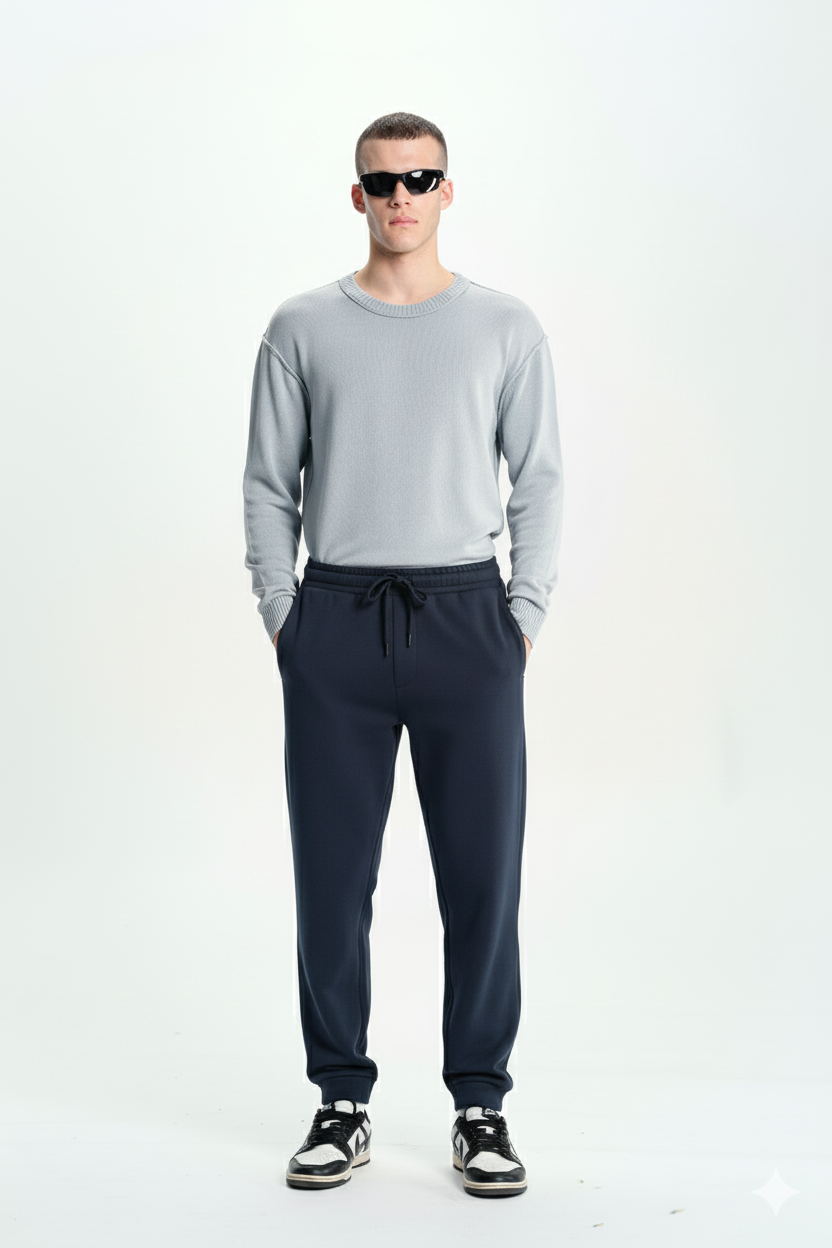Men’s Classic Navy Jogger Pants with Drawstring Waist